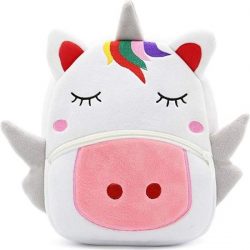 Kinderrugzak van luxe zacht pluche - lekker zacht en praktisch | Stoere schooltas | ook leuk als luieretui |Rugtas kleuter peuter pluche |Unicorn