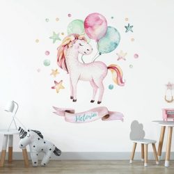 Muursticker Unicorn 2 met naam