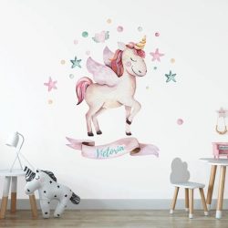 Muursticker Unicorn 3 met naam