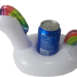 Opblaasbare unicorn drankhouder - blikjes houder - 18 cm