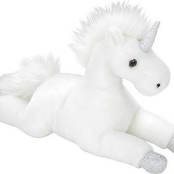 Pluche witte eenhoorn knuffel 35 cm - Eenhoorns fantasiedieren knuffels - Speelgoed voor kinderen