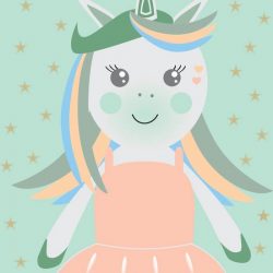 Unicorn ballerina mintgroene poster A3