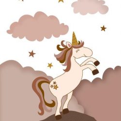 Unicorn slapend op de maan poster A3