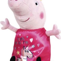 Peppa Pig knuffel met roze eenhoorn outfit – 28 cm groot – Officiële merklicentie en CE-keurmerk
