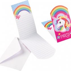 AMSCAN - 8 regenboog eenhoorn uitnodigingen en enveloppen - Decoratie > Kaarten