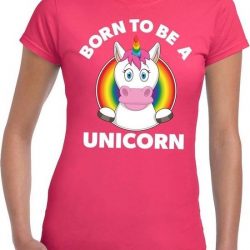 Born to be a unicorn gay pride t-shirt roze dames M