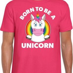 Born to be a unicorn gay pride t-shirt roze heren 2XL