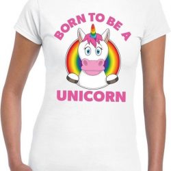 Born to be a unicorn gay pride t-shirt wit dames M