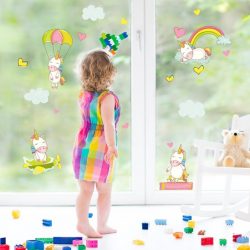 Crearreda Muurstickers Unicorn – 18 stickers – Kinderkamer – Vinyl – Raamstickers