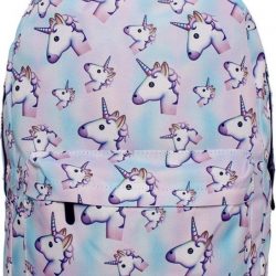 Emoji unicorn rugzak - 42 cm hoog - Blauw/ Paars
