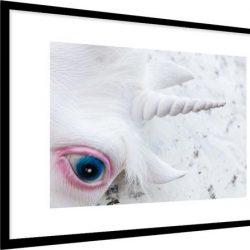 Foto in lijst - Masker van een eenhoorn fotolijst 120x80 cm - Poster in lijst (Wanddecoratie woonkamer / slaapkamer)