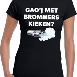 Gaoj met brommers kieken festival t-shirt zwart dames XS