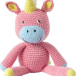 Global Affairs gehaakte gebreide roze eenhoorn van biologisch katoen kraamcadeau meisje baby