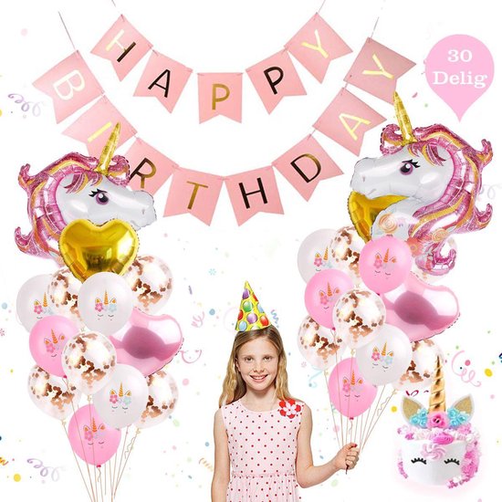 Binnenwaarts dozijn Overeenstemming Happy Goods® Unicorn Versiering Feestpakketten 30 Delig XL - Kinderfeestje