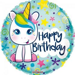 Helium Ballon Happy Birthday Unicorn 45cm Leeg