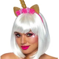 Leg Avenue Oren haarband Golden Unicorn Flower Roze/Goudkleurig