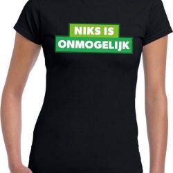 Niks is onmogelijk zwart festival t-shirt dames S