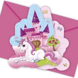 Unicorn Uitnodigingen Versiering 6 stuks