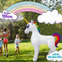 XXL Grote Eenhoorn Sproeier - 195cm - Kinderfeestje - Unicorn - Thuisblijven - Tuin - Water - Kinderen - Speelgoed - Tuinslang - Zomer - Spelletjes