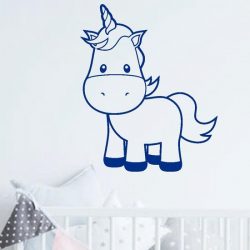 muursticker Unicorn Baby - blauw - 90x108cm - woordsticker.com