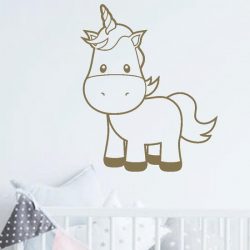 muursticker Unicorn Baby - goud - 90x108cm - woordsticker.com