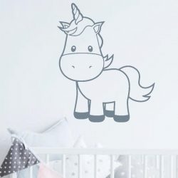 muursticker Unicorn Baby - grijs - 60x72cm - woordsticker.com