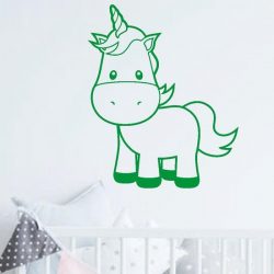 muursticker Unicorn Baby - groen - 90x108cm - woordsticker.com