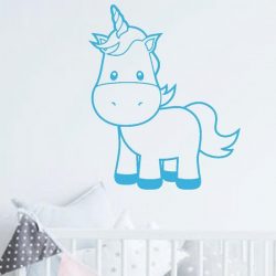 muursticker Unicorn Baby - lichtblauw - 30x36cm - woordsticker.com