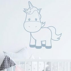 muursticker Unicorn Baby - lichtgrijs - 90x108cm - woordsticker.com