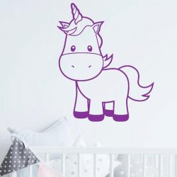 muursticker Unicorn Baby - paars - 90x108cm - woordsticker.com