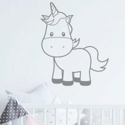 muursticker Unicorn Baby - zilver - 60x72cm - woordsticker.com