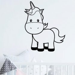 muursticker Unicorn Baby - zwart - 60x72cm - woordsticker.com