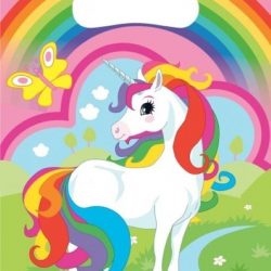 16 stuks uitdeel zakjes -  traktatiezakjes - feestzakjes Unicorn / eenhoorn 23x17 cm