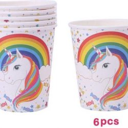 6 stuks kartonnen bekers Unicorn - eenhoorn