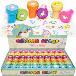 60 stuks stempeltjes unicorn - eenhoorn in display - uitdeelcadeautjes