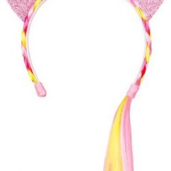 Boland - Accessoires - Eenhoorn Tiara met Haar - Roze/Geel - Glimmend