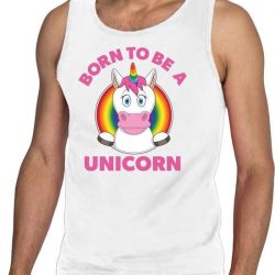 Born to be a unicorn gay pride tanktop wit heren 2XL