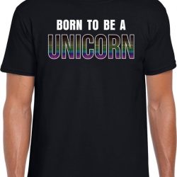 Born to be a unicorn - regenboog / LHBT t-shirt / shirt zwart voor heren -  LHBTshirt / kleding / outfit L