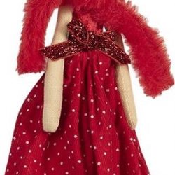 Clayre & Eef Decoratie Knuffel TW0525 33 cm - Rood Polyester Knuffeldier