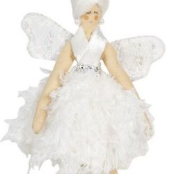 Clayre & Eef Decoratie Knuffel TW0529 18*29 cm - Wit Polyester Knuffeldier