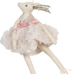 Clayre & Eef Decoratie Knuffel TW0535 18*29 cm - Roze Polyester Knuffeldier