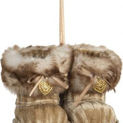 Clayre & Eef Decoratie Knuffel TW0539 8*7*7 cm - Goudkleurig Polyester Knuffeldier