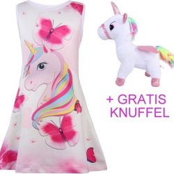 Eenhoorn jurk unicorn jurk eenhoorn kostuum - 98-104 (110) prinsessen jurk verkleedjurk + GRATIS knuffel