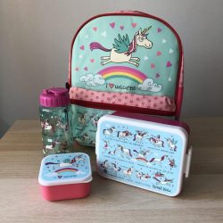 Eenhoorn kinder rugzak met lunchbox en drinkfles en kleine snackbox - Tyrrell Katz