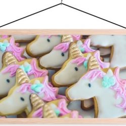 Eenhoorn koekjes schoolplaat platte latten blank 120x60 cm - Foto print op textielposter (wanddecoratie woonkamer/slaapkamer)