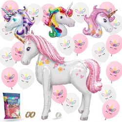 Fissaly® 26 Stuks Eenhoorn Ballonnen Versiering Pakket – Mega Folie Paard 117 CM Set– Verjaardag Kind – Prinses – Helium