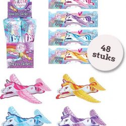 Foam vliegende Unicorn | 48 STUKS Display| Uitdeelcadeautjes | Foam Gliders | Zweefvliegtuig