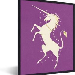 Foto in lijst - Kinderillustratie elegante eenhoorn fotolijst zwart zonder passe partout 30x40 cm - Poster in lijst (Wanddecoratie woonkamer / slaapkamer)