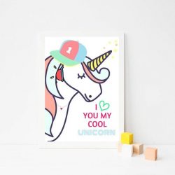 Foto poster met een unicorn of eenhoorn 21x30 cm