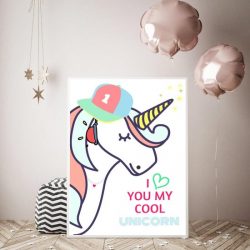 Foto poster met een unicorn of eenhoorn